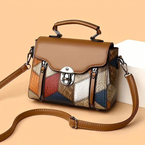 Vintage Colour-Block Crossbody Bag