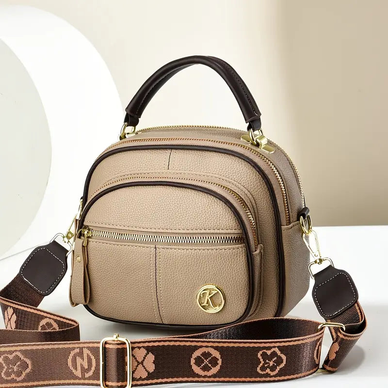 Trendy Round Handbag with Wide Strap