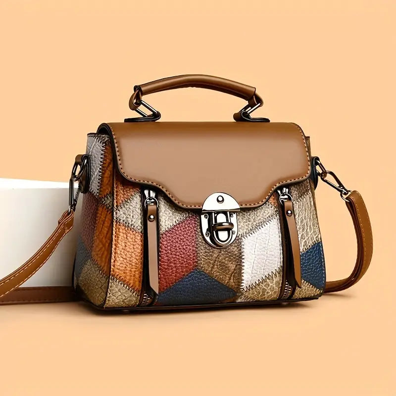 Vintage Colour-Block Crossbody Bag