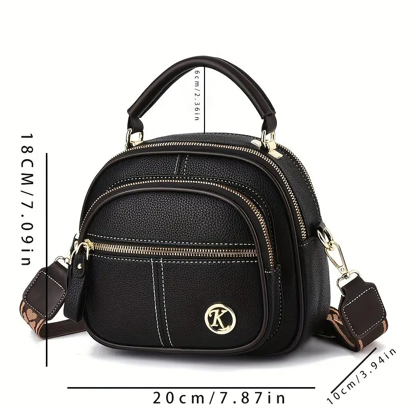 Trendy Round Handbag with Wide Strap