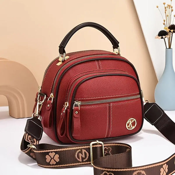 Trendy Round Handbag with Wide Strap