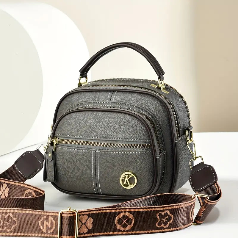 Trendy Round Handbag with Wide Strap